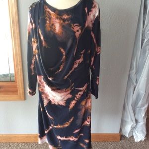 Jersey blue peach dress